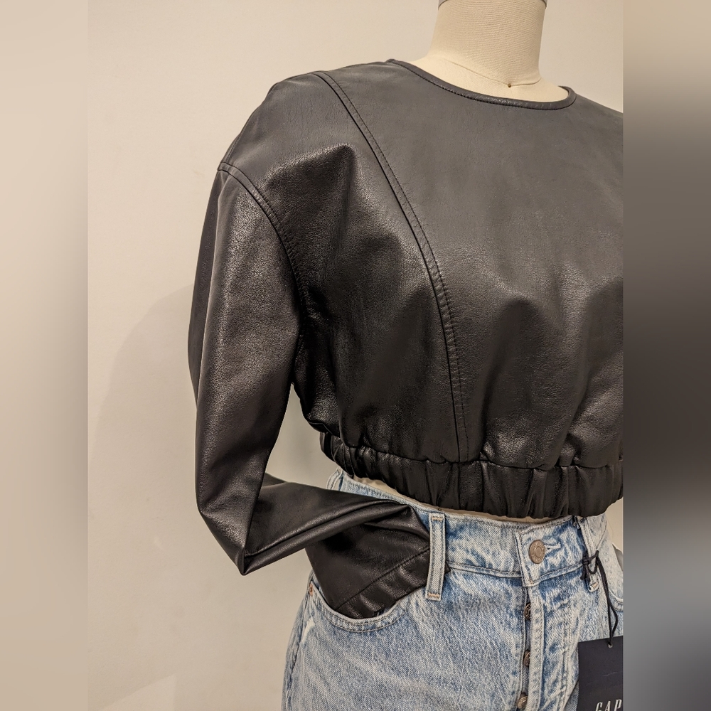 Zara cropped leather top - Picture 2 of 7